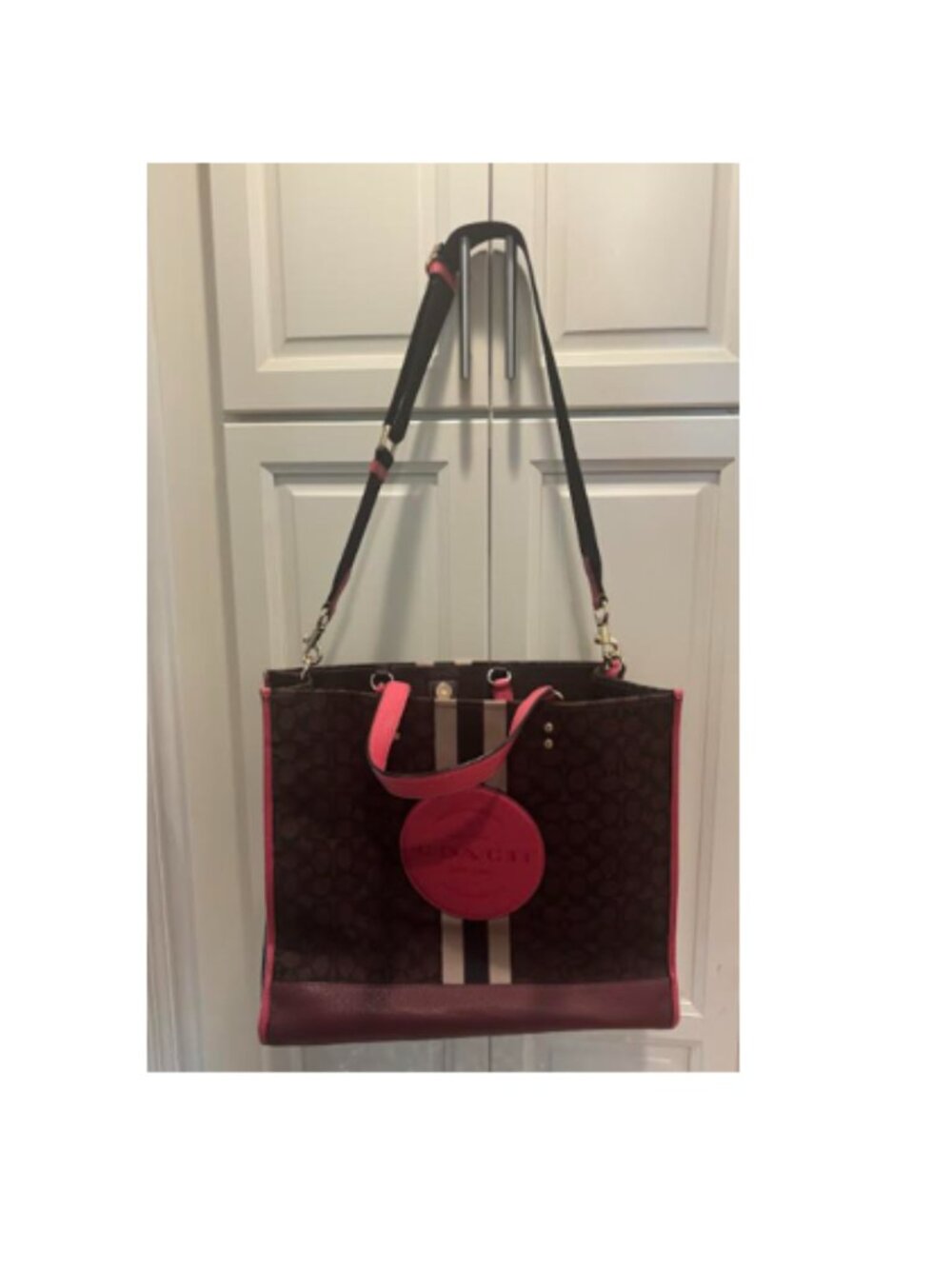 Coach Burgundy Canvas & Leather Tote / Travel Bag
